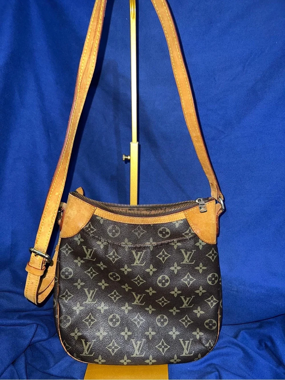 LV Odean PM -Monogram Brown Crossbody Bag with Tan Leather Trim